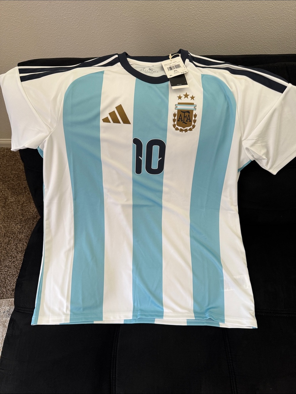 Messi Argentina Jersey - Sky Blue, White & Navy XL Slim Fit